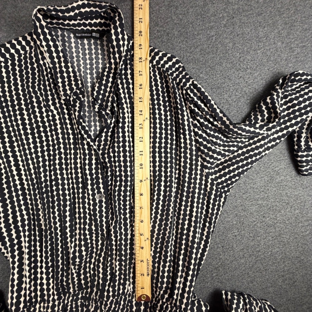 Marimekko x Uniqlo Pienet Kivet Long Sleeve Belted Jumpsuit Button Front sz L - Picture 8 of 10